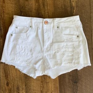 American Eagle Super Stretch White Ripped Shorts